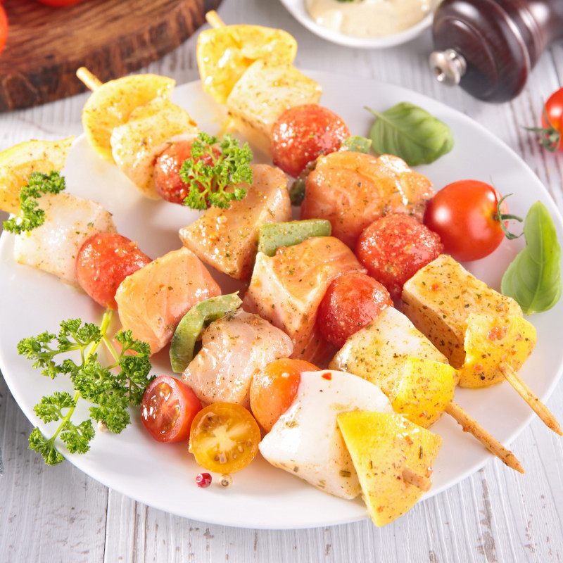 Brochette saumon cabillaud Brochette saumon cabillaud